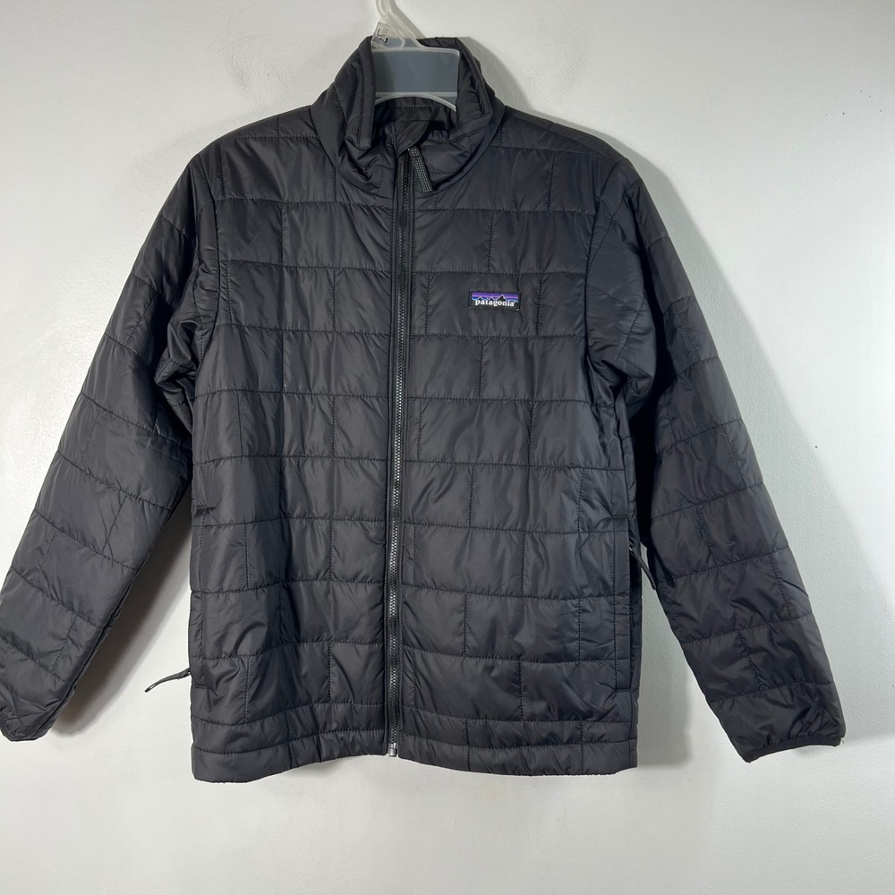 Kids Patagonia Brick Quilt Nano Puff Jacket Black M 10 Primaloft Pure Excellent